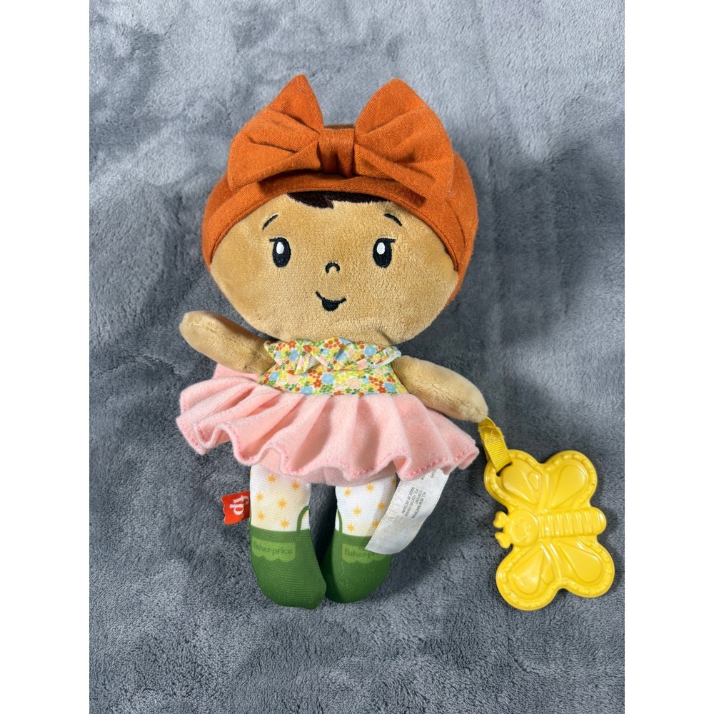 Fisher Price Unisex Plush Doll With Butterfly Teether 8 In Multicolor Floral Bow